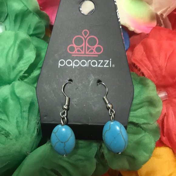 Paparazzi Turquoise-like Hanging Earrings - Picture 8 of 16